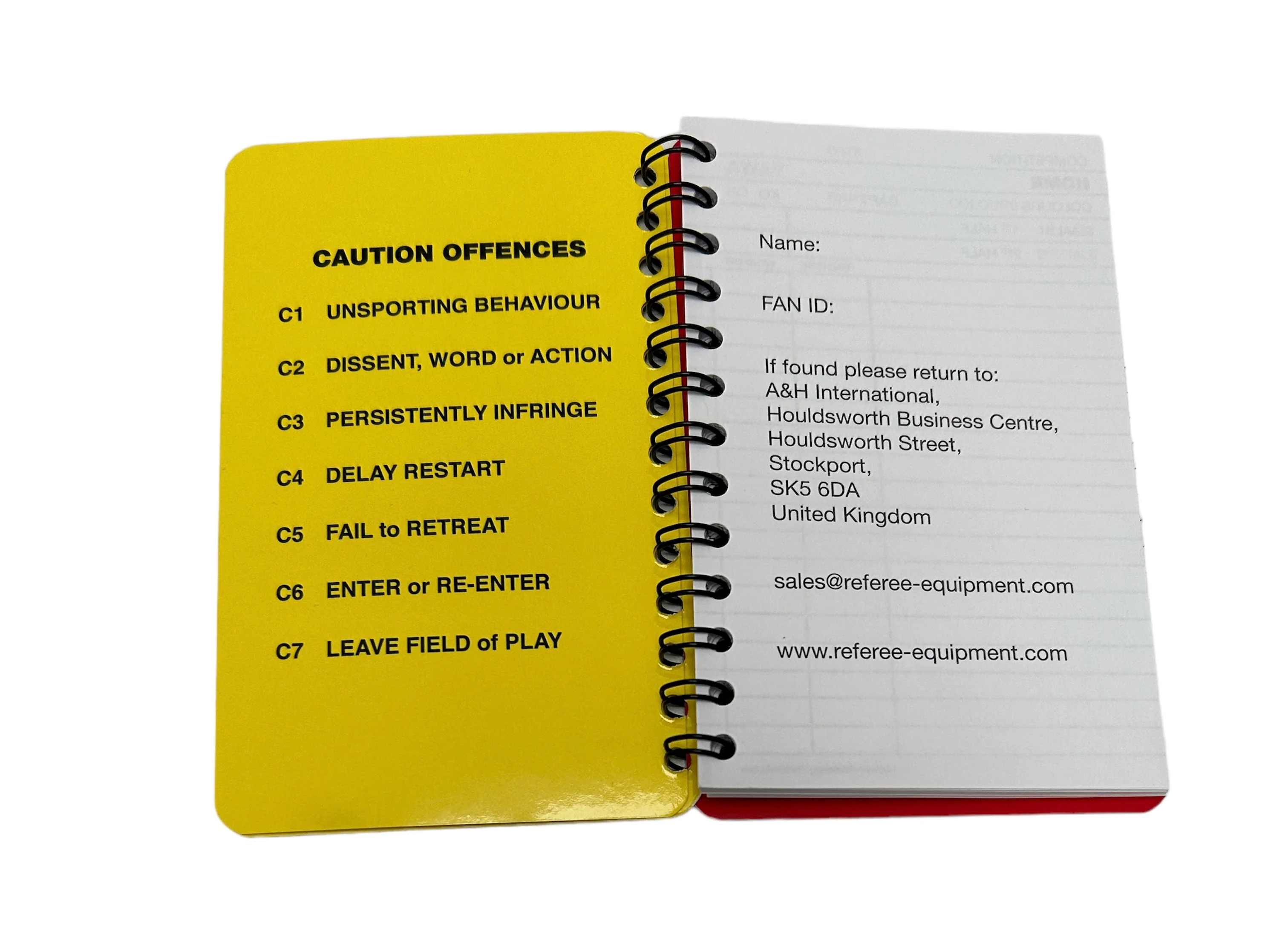 A&H Referee Match Day Notebook - Image 3